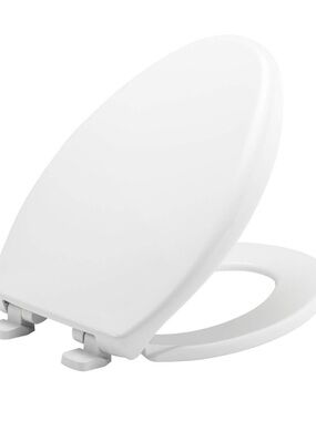 White Toilet Seat with Soft-Close Hinges Bemis Heavy Duty